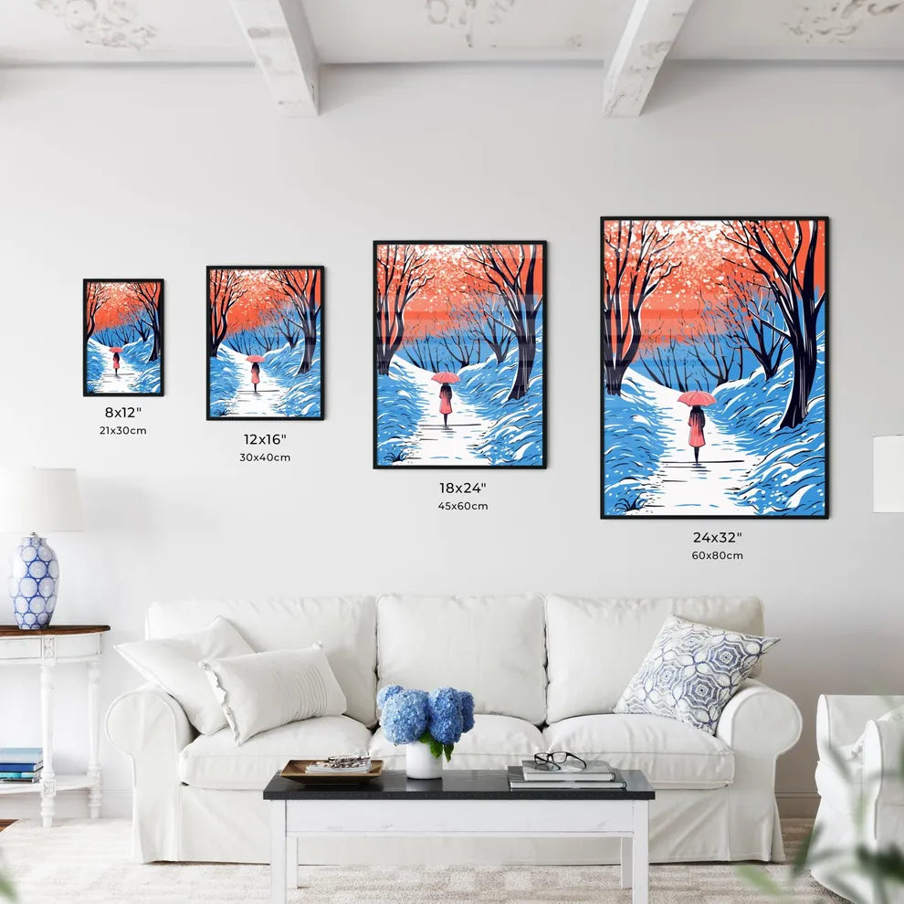 Girl With Umbrella Walking On The Path - A W - Kitchen Hangings