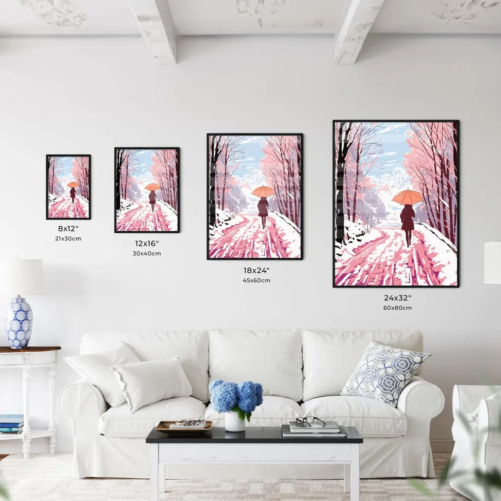 Girl With Umbrella Walking On The Path - A W - Kitchen Hangings