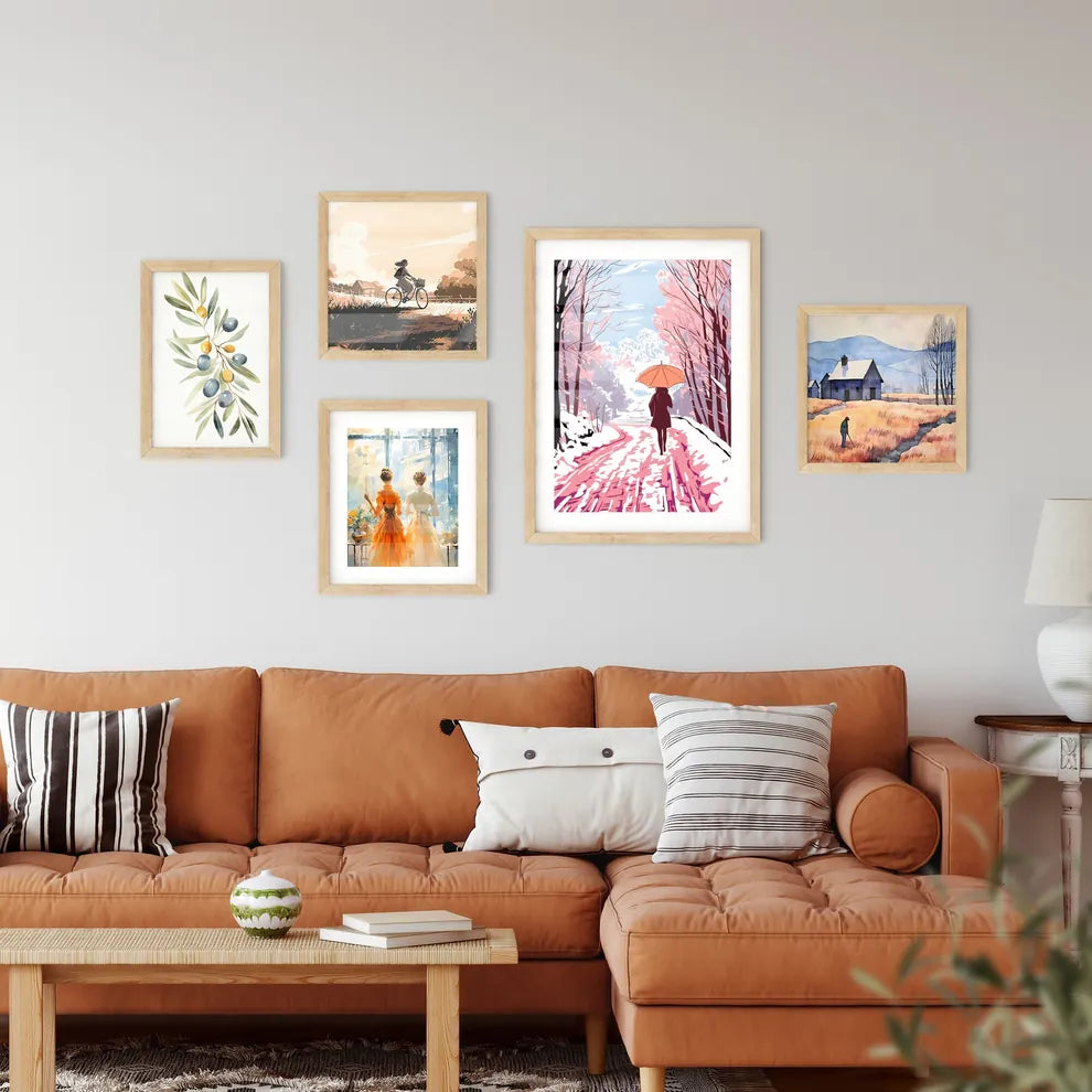 Girl With Umbrella Walking On The Path - A W Wall Art