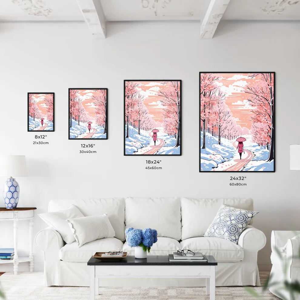 Girl With Umbrella Walking On The Path - A W - Kitchen Hangings