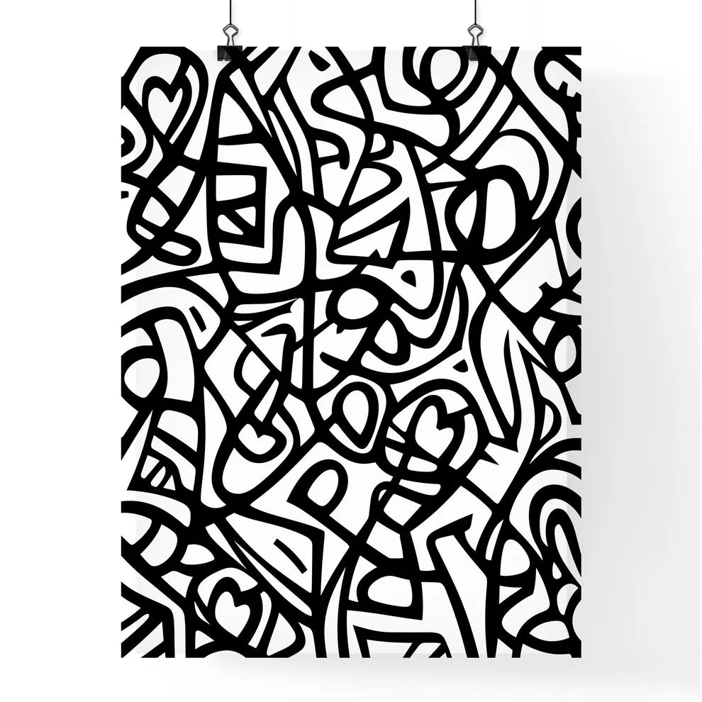 Graffiti Black And White Love Pattern Doodle Poster