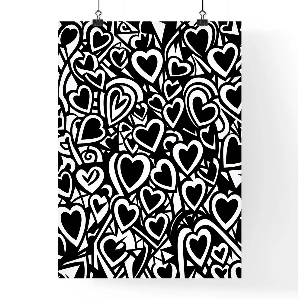 Graffiti Black And White Love Pattern Doodle Poster
