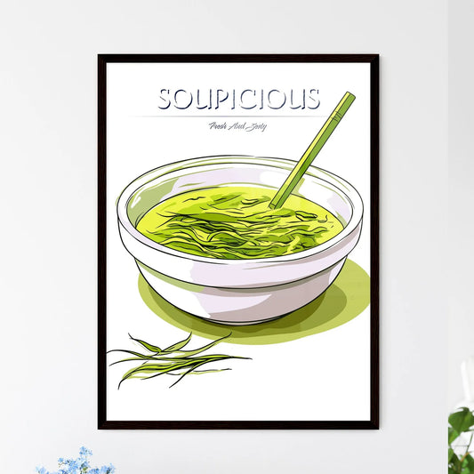 Green Tea On A White Background - A Bowl Of  - Framed Art Print