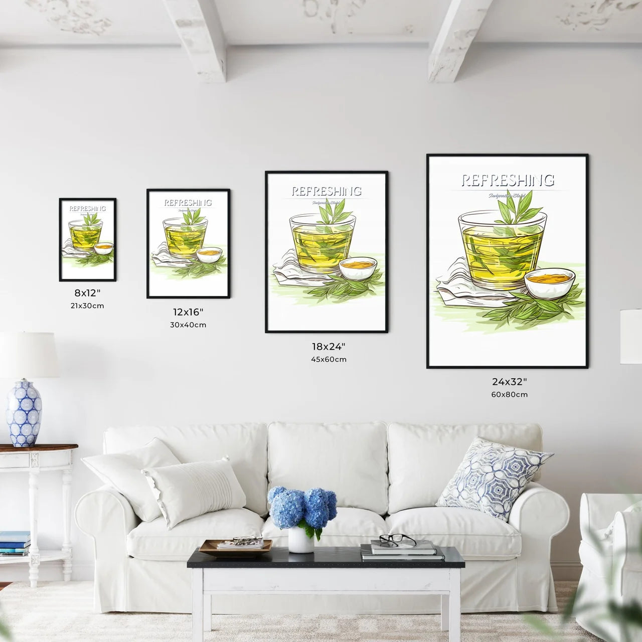 Green Tea On A White Background - A Glass Of - Kitchen Hangings