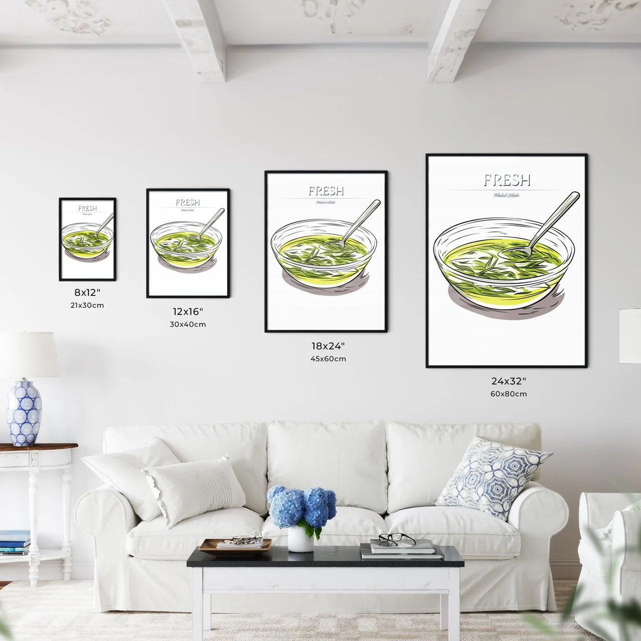 Green Tea On A White Background - A Bowl Of  - Kitchen Hangings