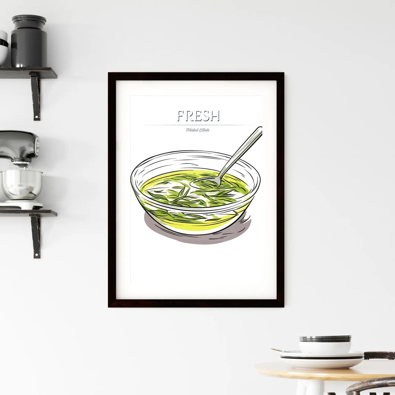 Green Tea On A White Background - A Bowl Of  Framed Print