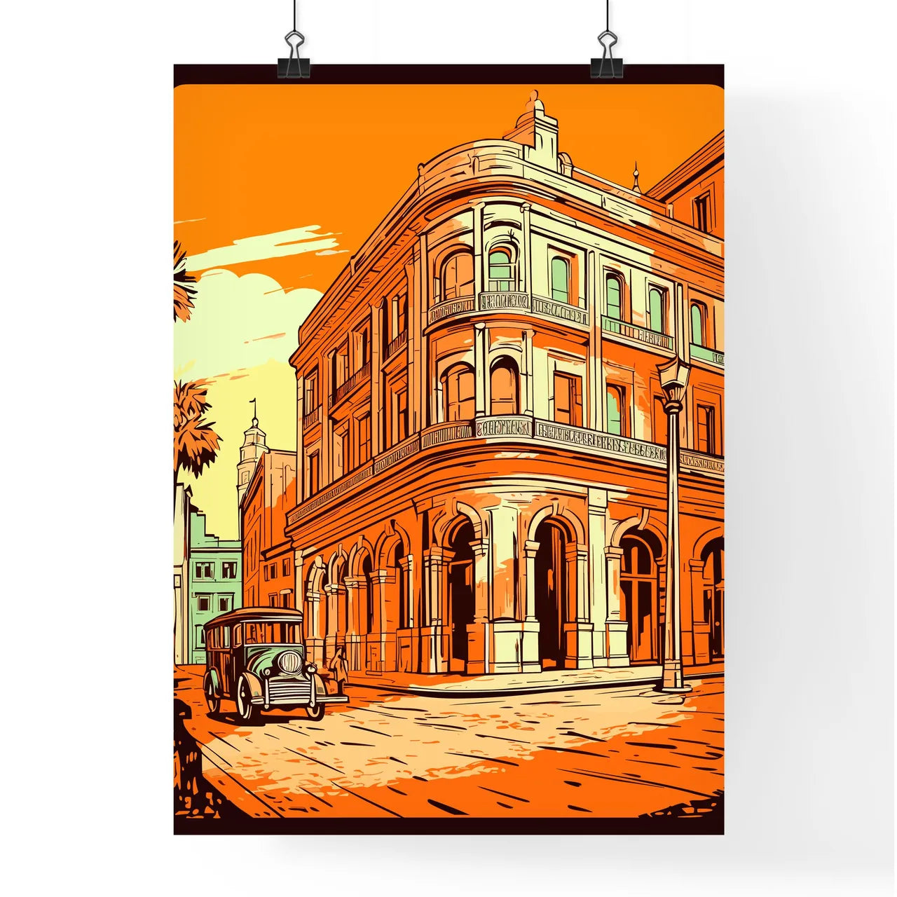 Havana Cuba Vintage Advertising Poster - An Old Building With A Car On The Corner Of It Poster