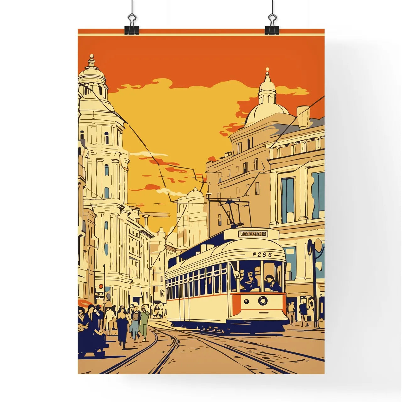 Helsinki Finland Vintage Advertising Poster - A Trolley On A Street Poster