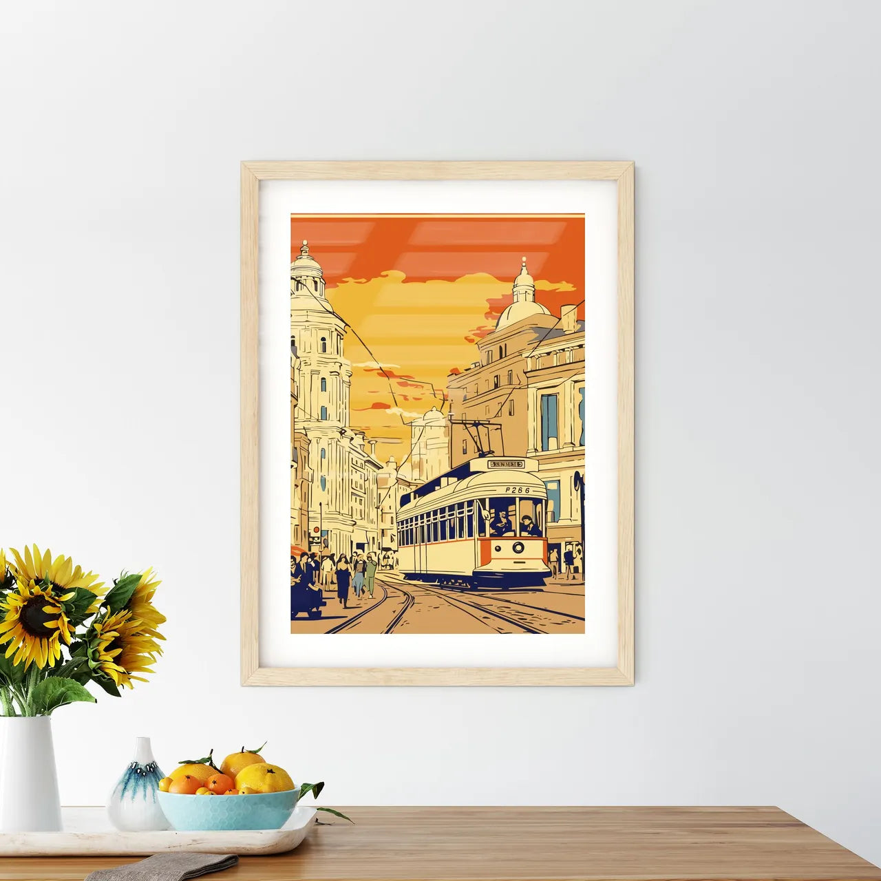 Helsinki Finland Vintage Advertising Poster - A Trolley On A Street Custom Print