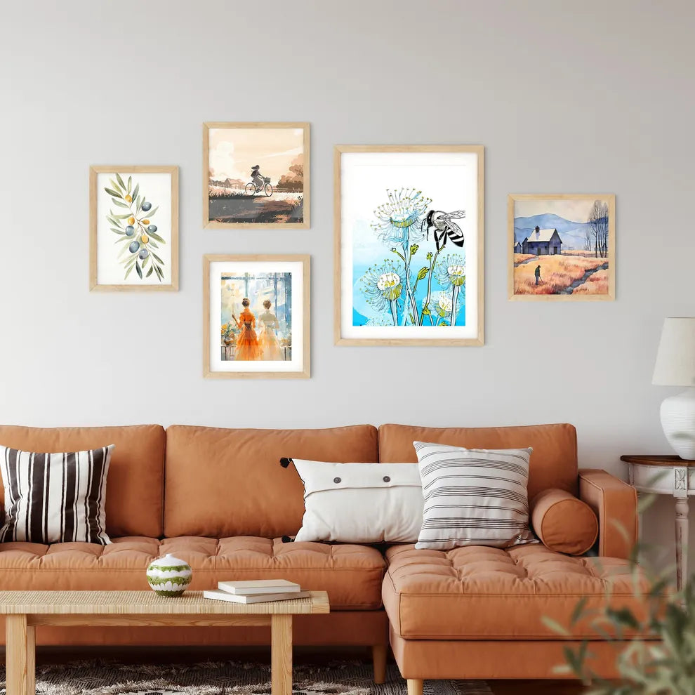 Honey Bee On A Blue Flower Pollinating  Art Print