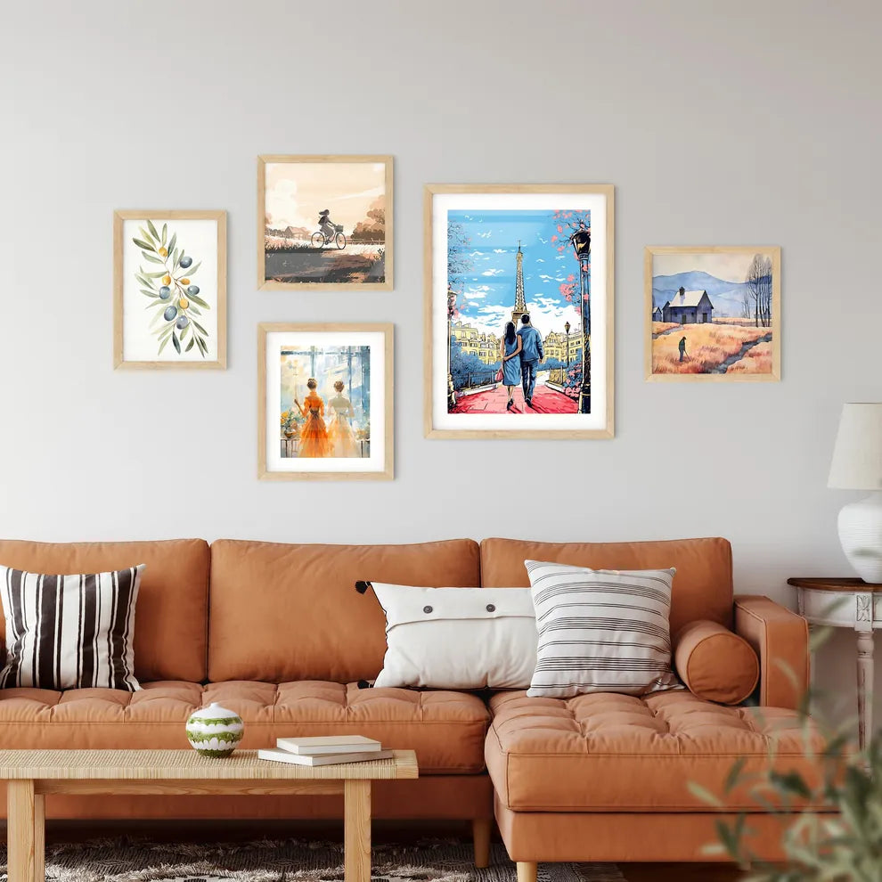 Honeymoon In Paris - A Man And Woman Walking Down A Sidewalk With A Tower In The Background Interior Design