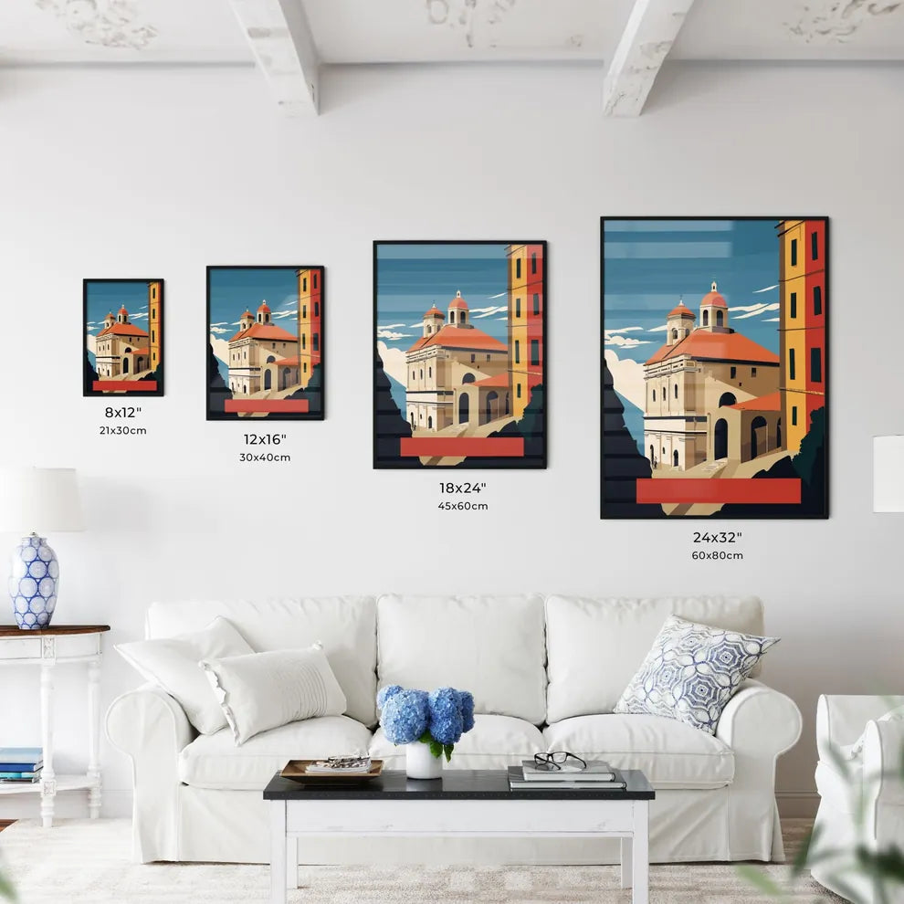 Italy Vacation Poster - A Building With A Steeple And A Steeple Size Chart