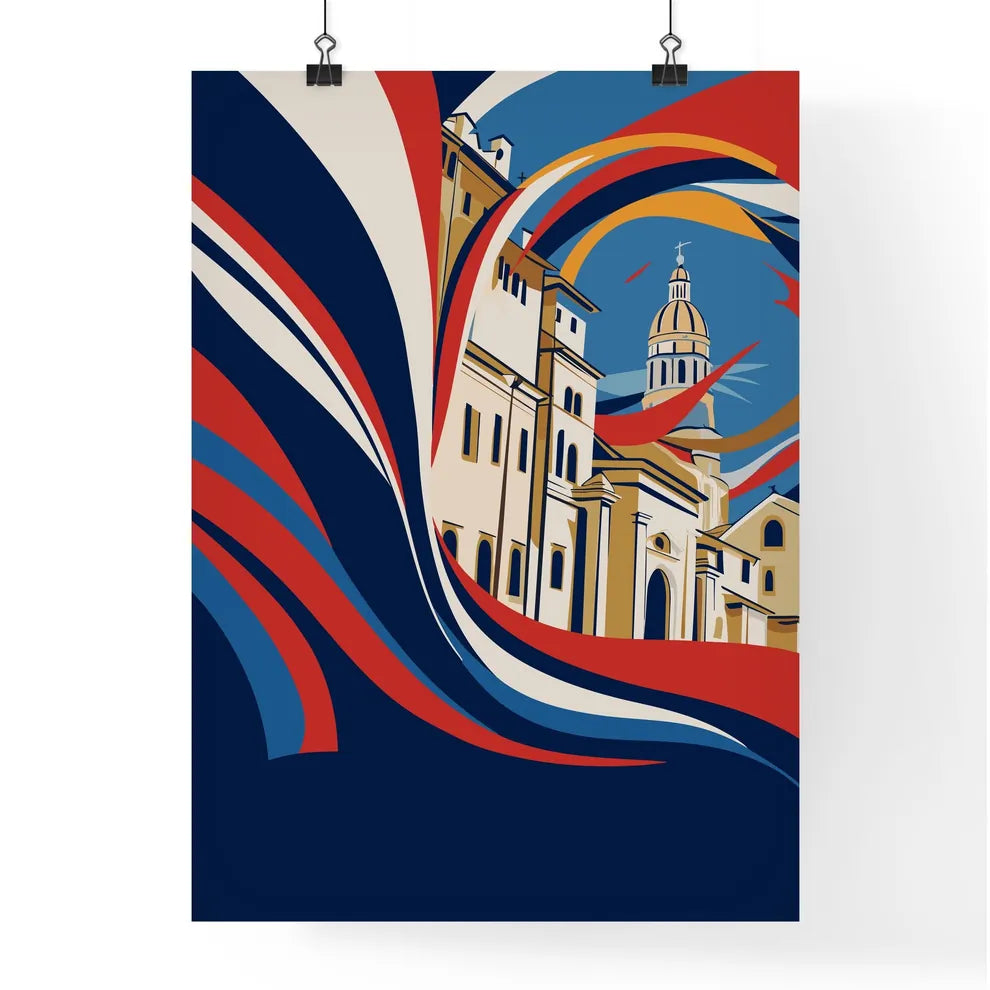 Italy Vacation Poster - A Colorful Art Of Buildings And A Flag Poster