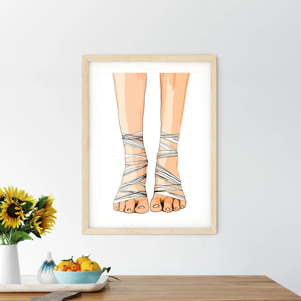 Legs In Ballet Shoes Poster - A Cartoon Of Framed Print