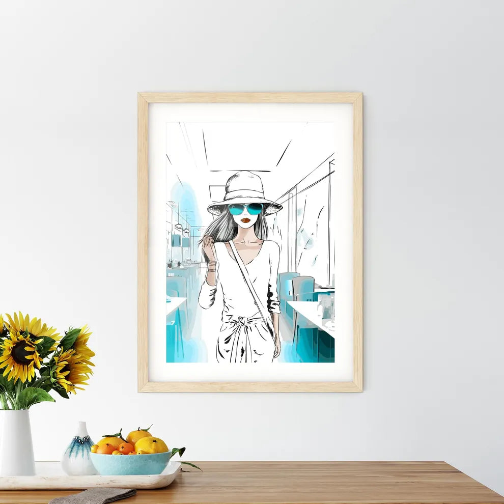Lifestyle Fashion Illustration In The Coffee Framed Print