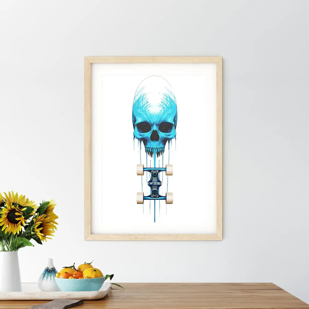 Longboard Skateboard Upside Down - A Skull W Framed Print