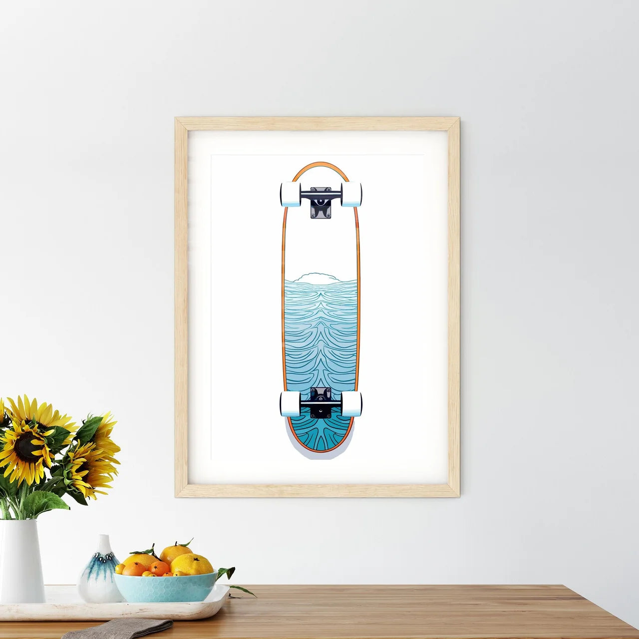 Longboard Skateboard Upside Down - A Skatebo Framed Print
