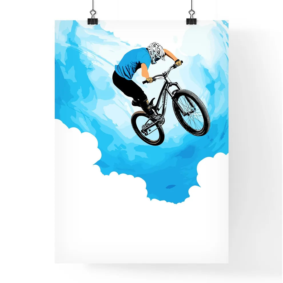 Man Doing An Jump With A Bmx Bike Against Sk Poster
