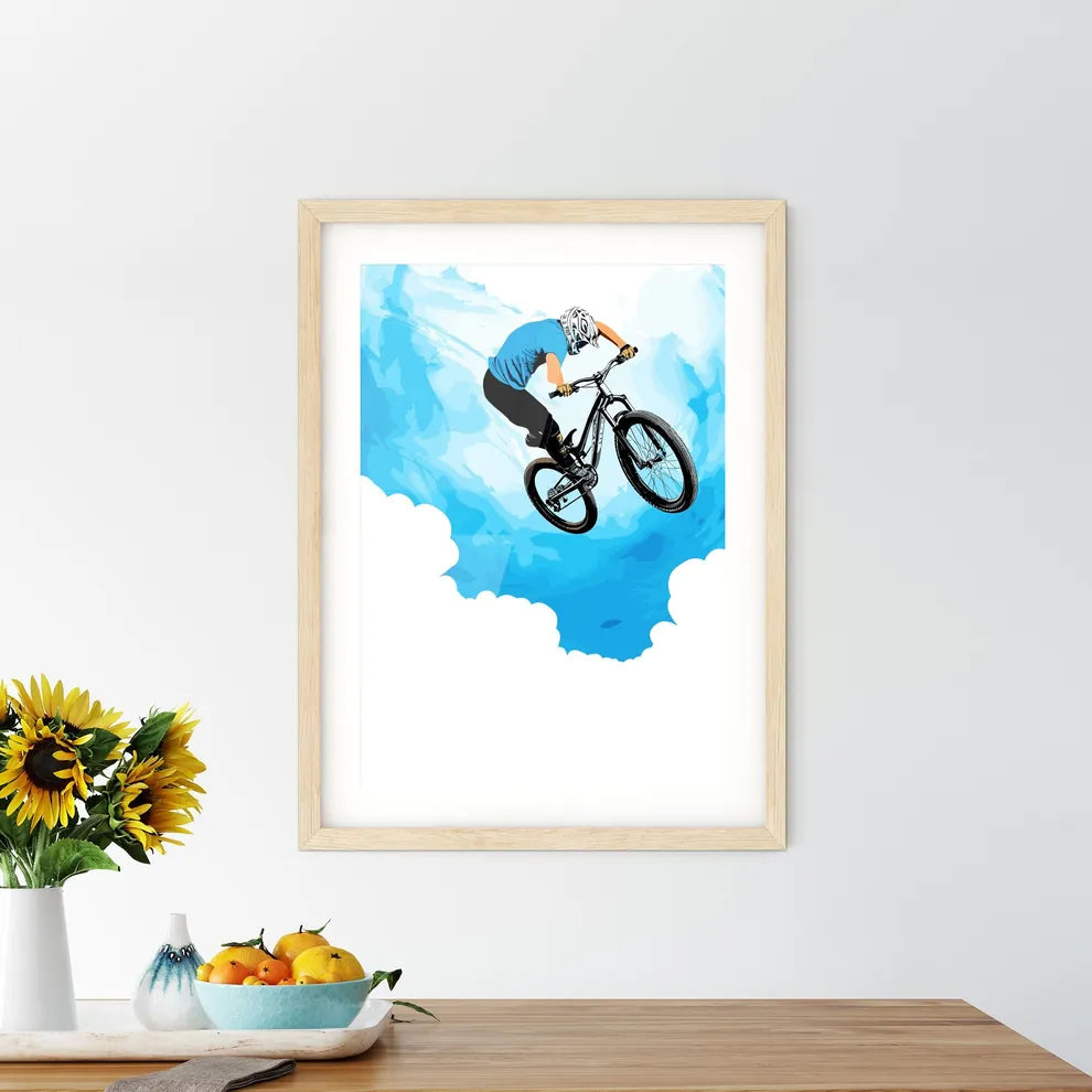 Man Doing An Jump With A Bmx Bike Against Sk Framed Print