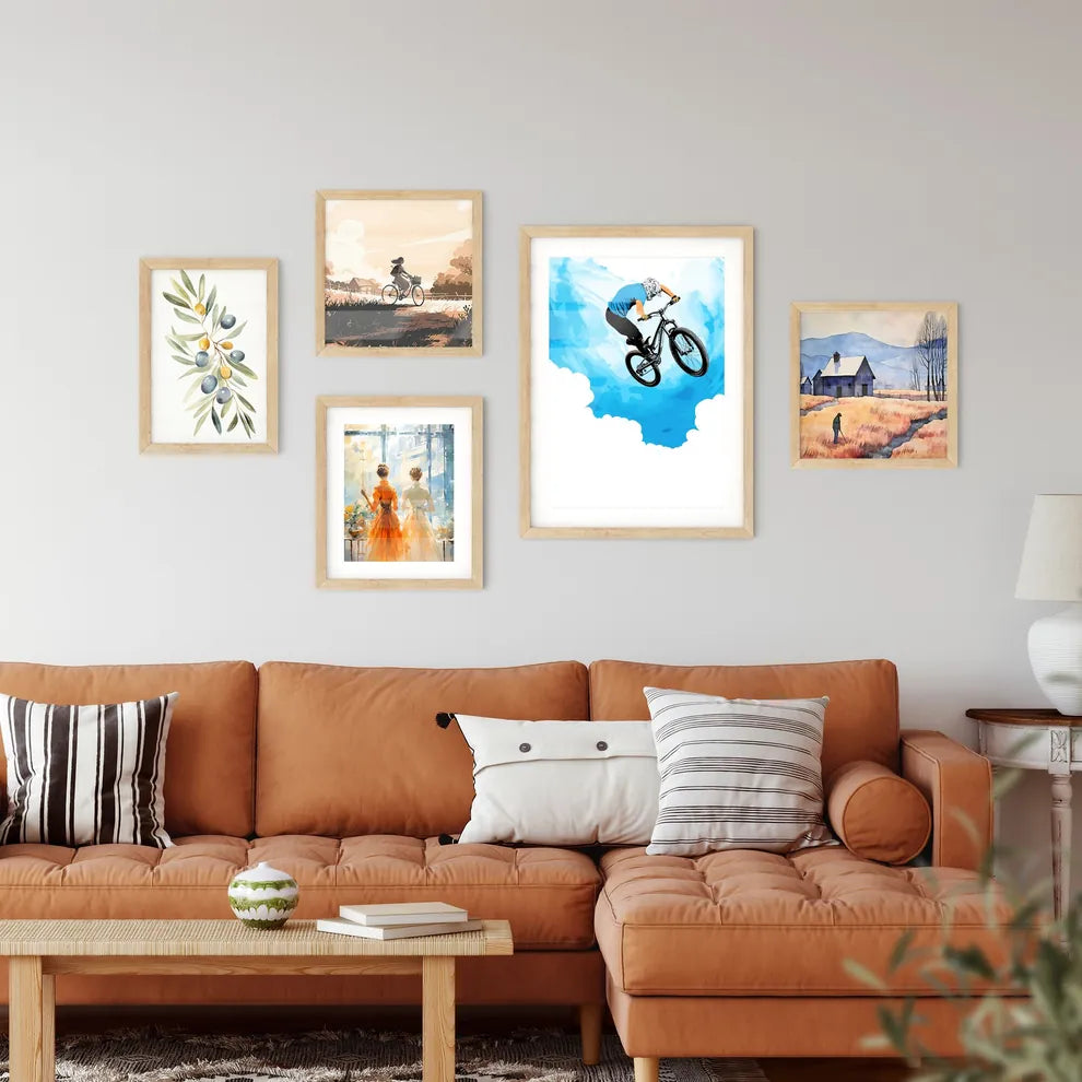 Man Doing An Jump With A Bmx Bike Against Sk Wall Art