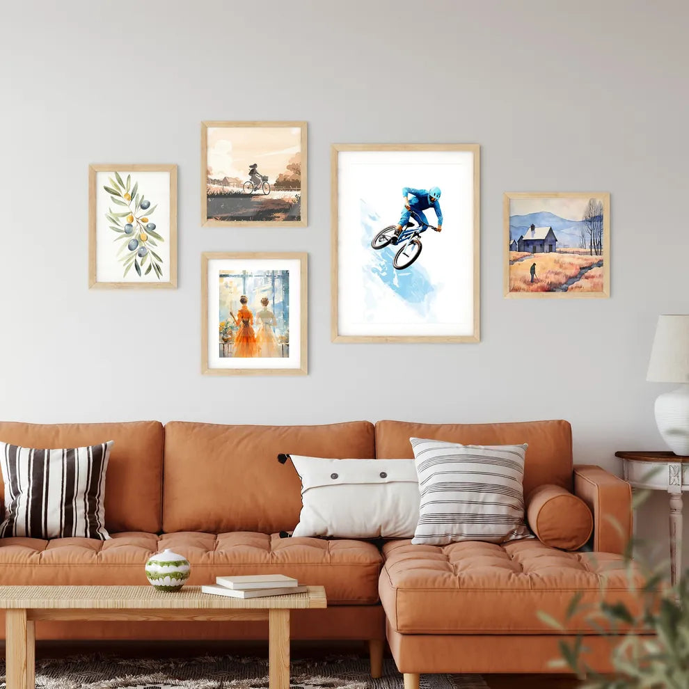 Man Doing An Jump With A Bmx Bike Against Sk Wall Art