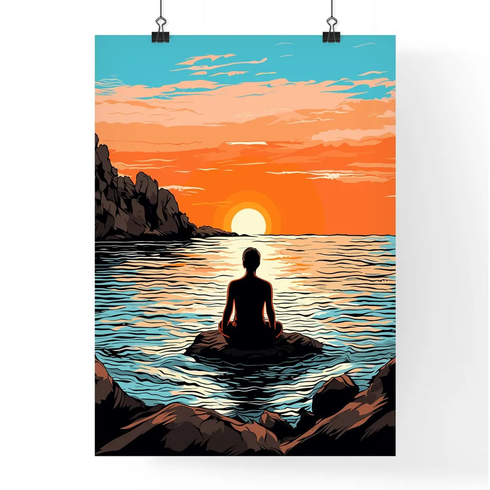 Meditation At The Aegean Sea - A Person Sit Poster