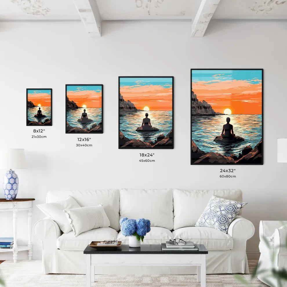 Meditation At The Aegean Sea - A Person Sit - Kitchen Hangings