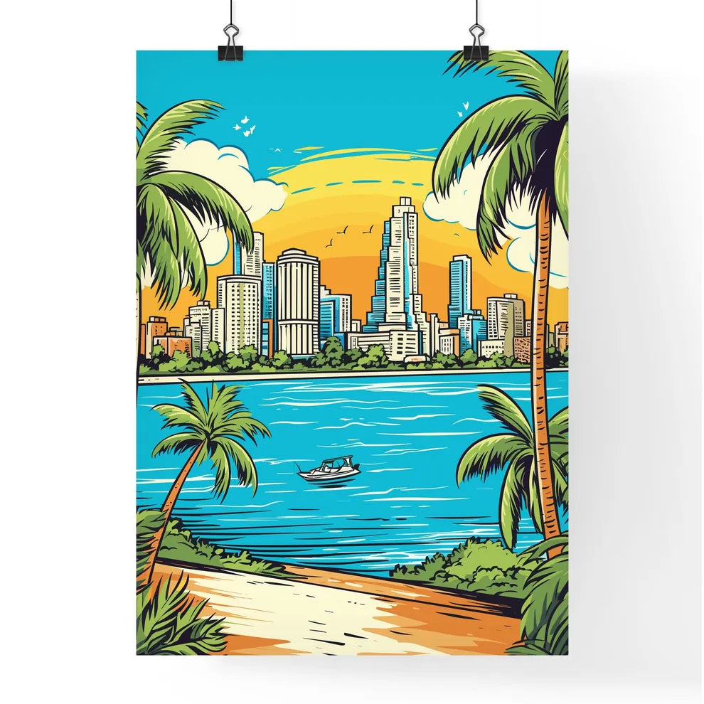 Miami Vacation Vinatage Poster - A City Next To A Body Of Water Poster