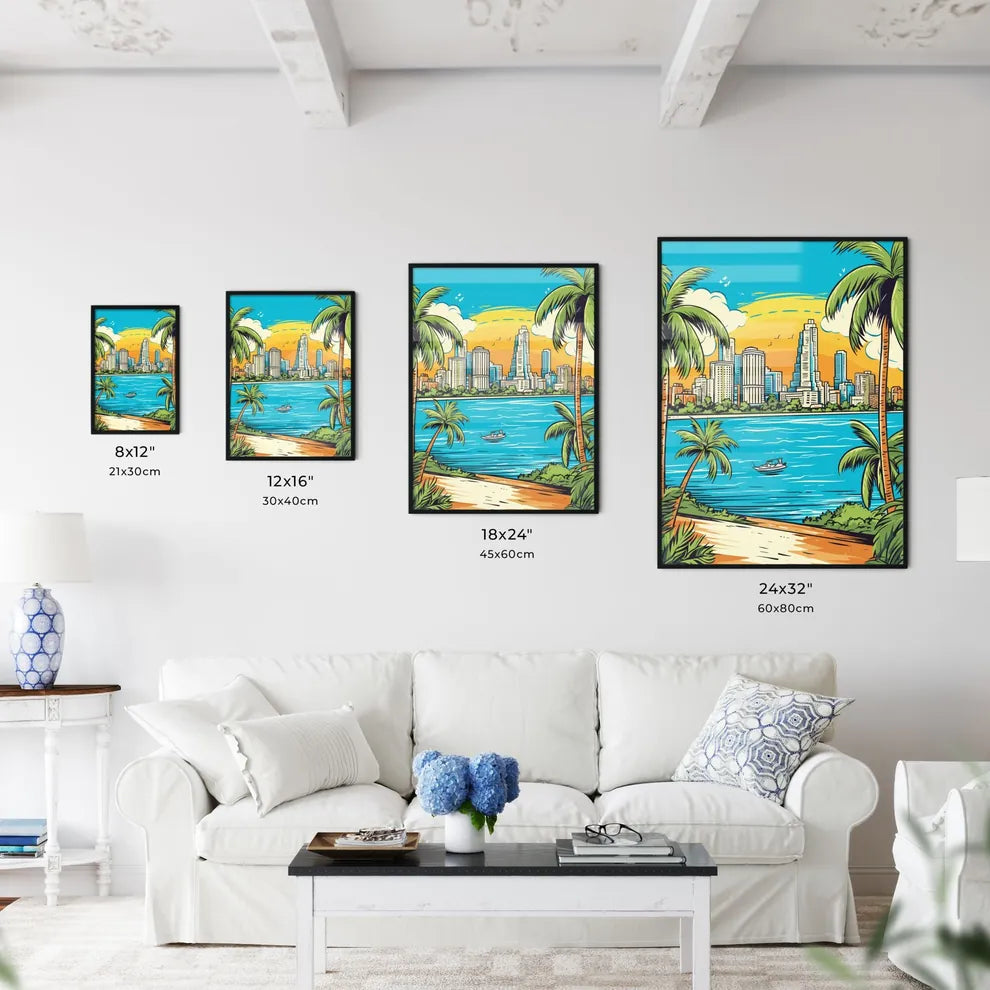 Miami Vacation Vinatage Poster - A City Next To A Body Of Water Size Chart