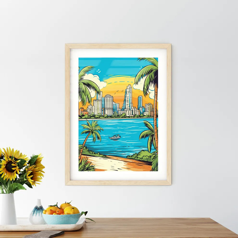 Miami Vacation Vinatage Poster - A City Next To A Body Of Water Custom Print