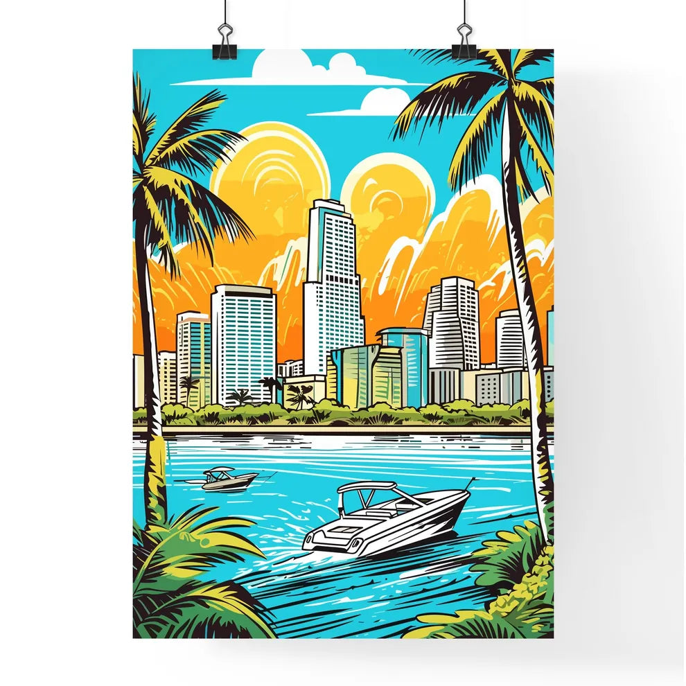 Miami Vacation Vinatage Poster - A Boat On The Water Poster