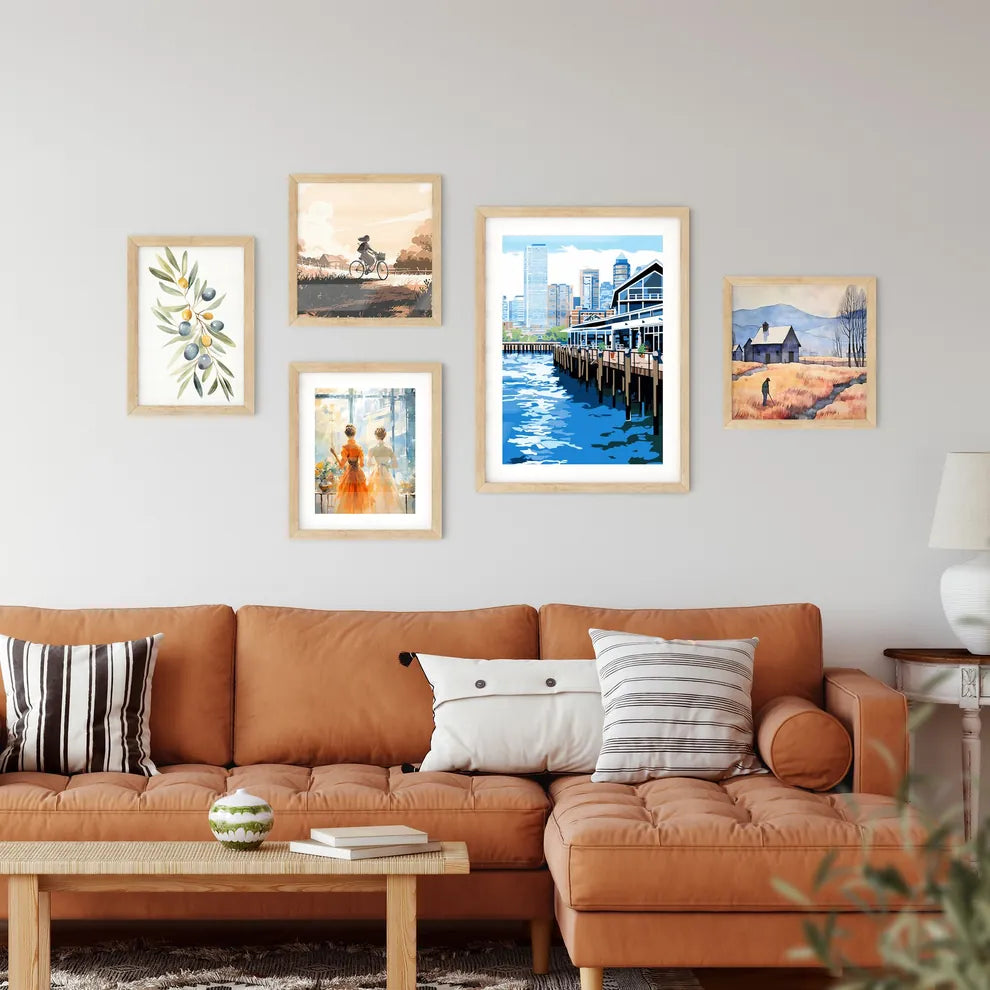 New York City Waterfront - A Building On A Dock With A City In The Background Interior Design