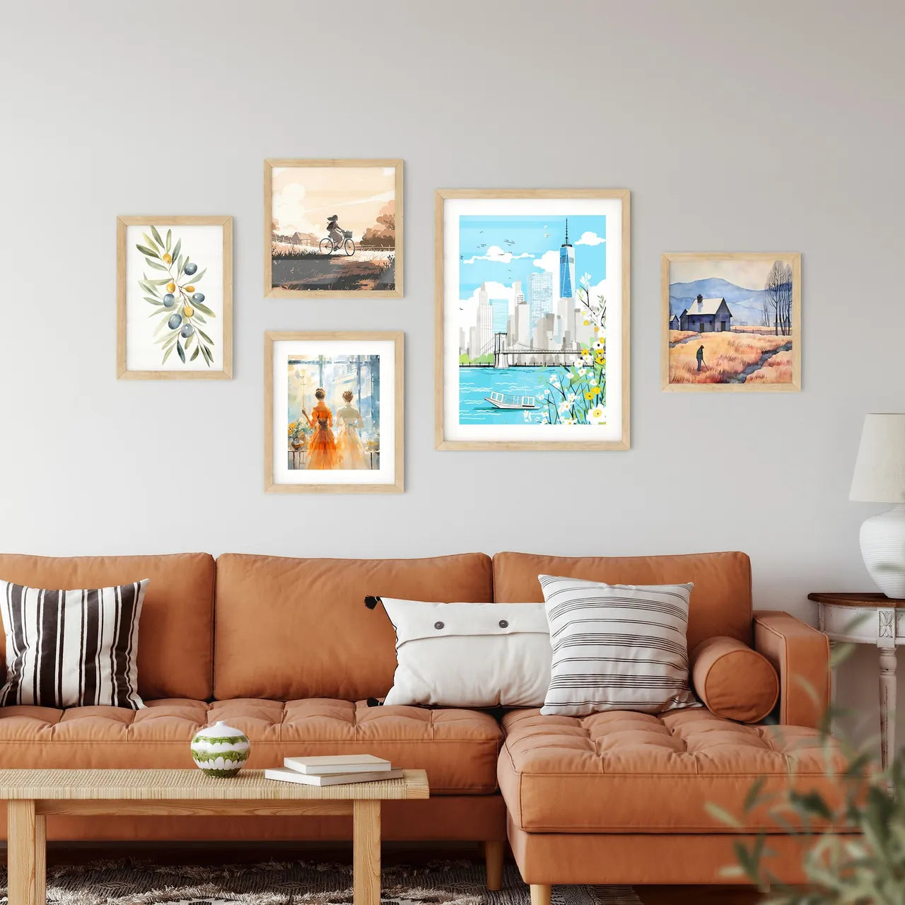 New York City Waterfront - A Cityscape With A Bridge And Flowers Interior Design