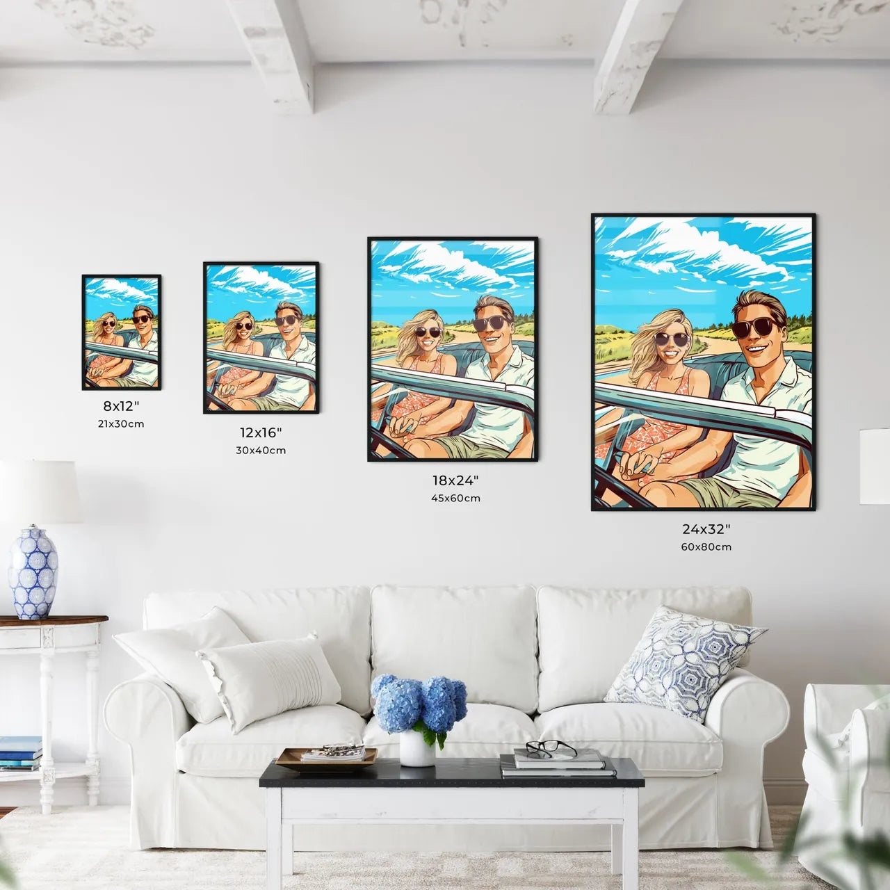 Newlywed Couple Driving A Car For Their Hone - Kitchen Hangings