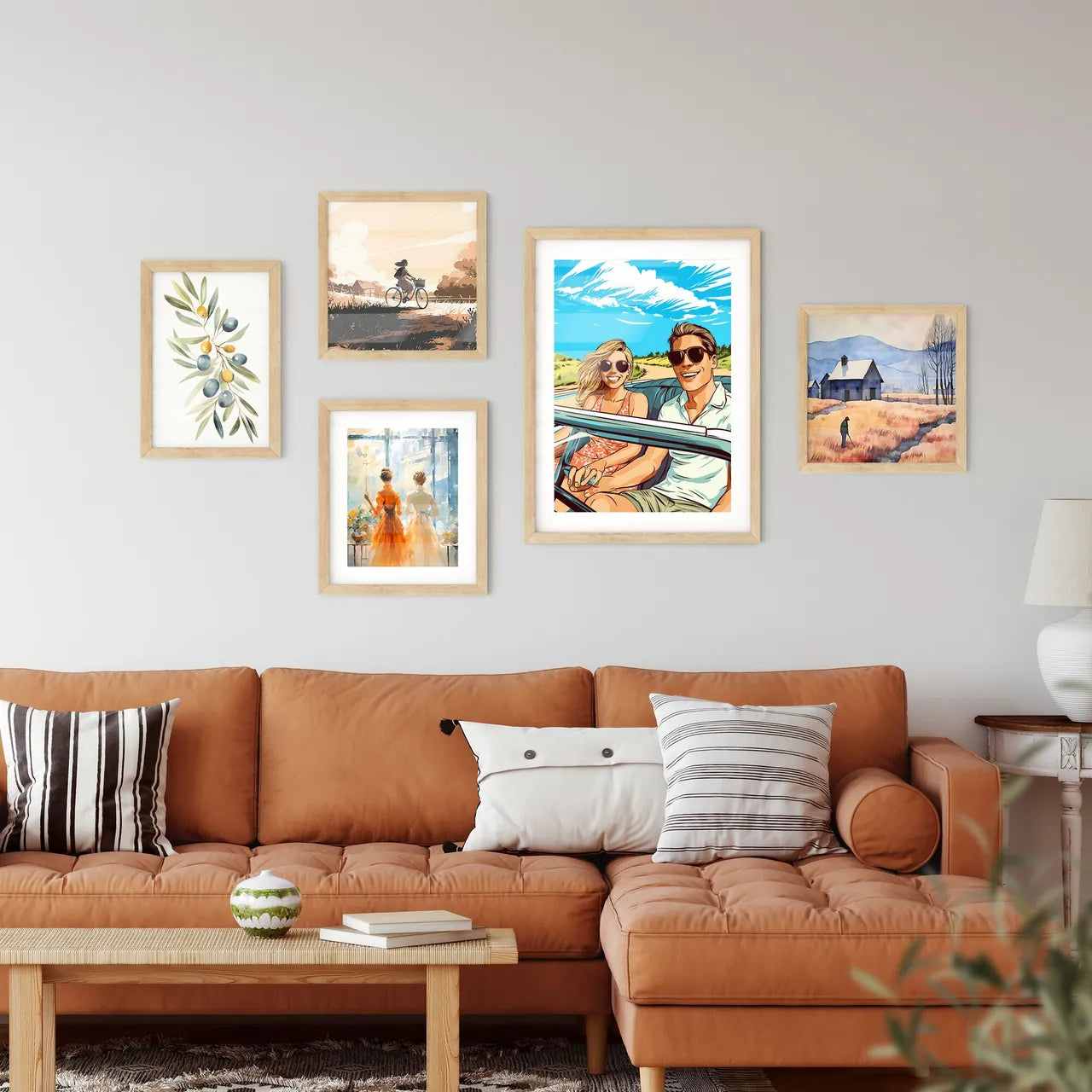 Newlywed Couple Driving A Car For Their Hone Wall Art