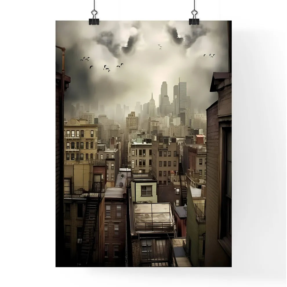 Over The Roofs Of New York City - A City With A Tornado In The Sky Poster