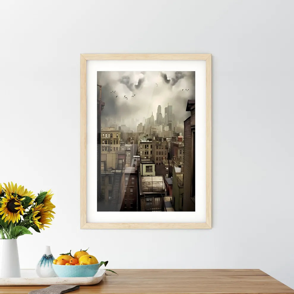 Over The Roofs Of New York City - A City With A Tornado In The Sky Custom Print