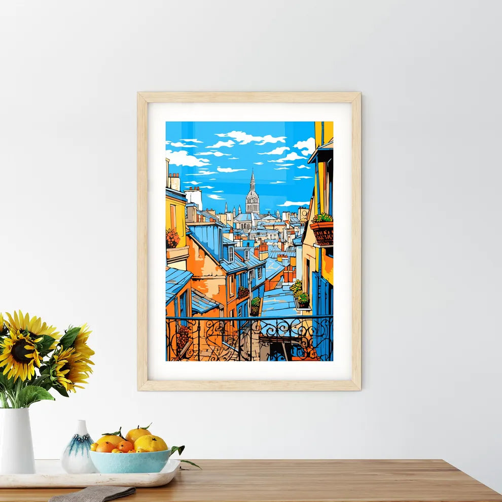 Over The Roofs Of Paris - A View Of A City From A Balcony Custom Print