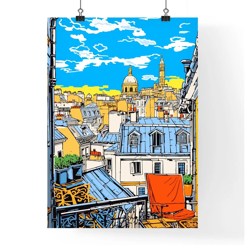 Over The Roofs Of Paris - A View Of A City From A Window Poster