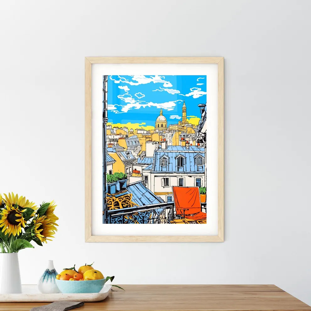 Over The Roofs Of Paris - A View Of A City From A Window Custom Print