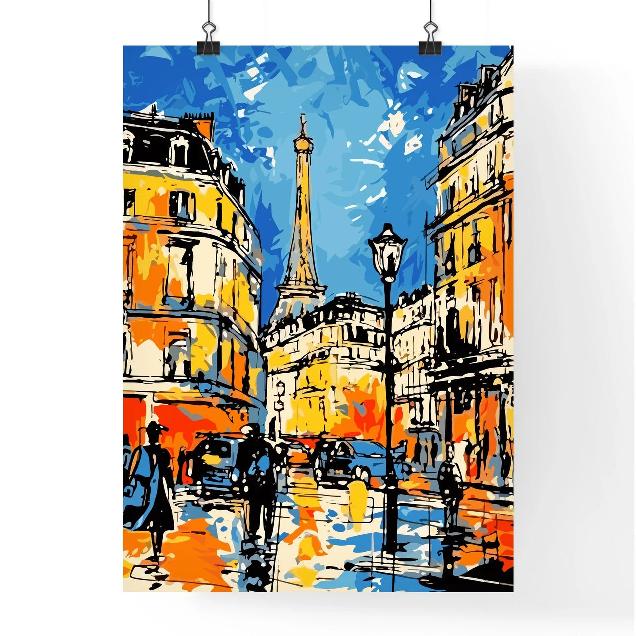 Paris France Great Advertising Poster - A Street With Buildings And A Tower Poster
