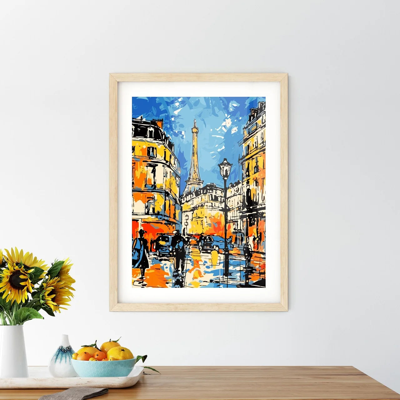 Paris France Great Advertising Poster - A Street With Buildings And A Tower Custom Print