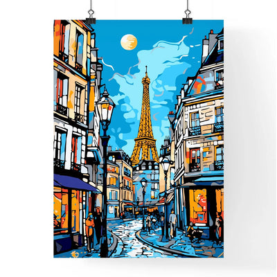 Paris France Great Advertising Poster - A Street With Buildings And A Tower