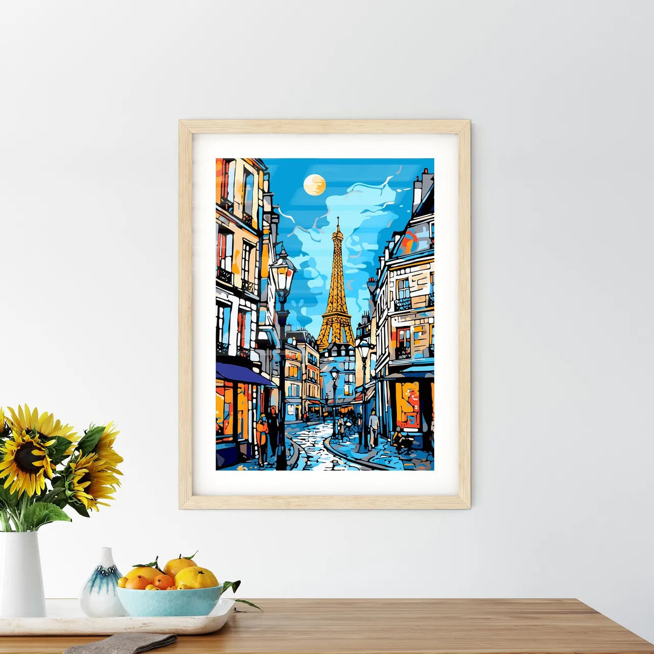 Paris France Great Advertising Poster - A Street With Buildings And A Tower Custom Print