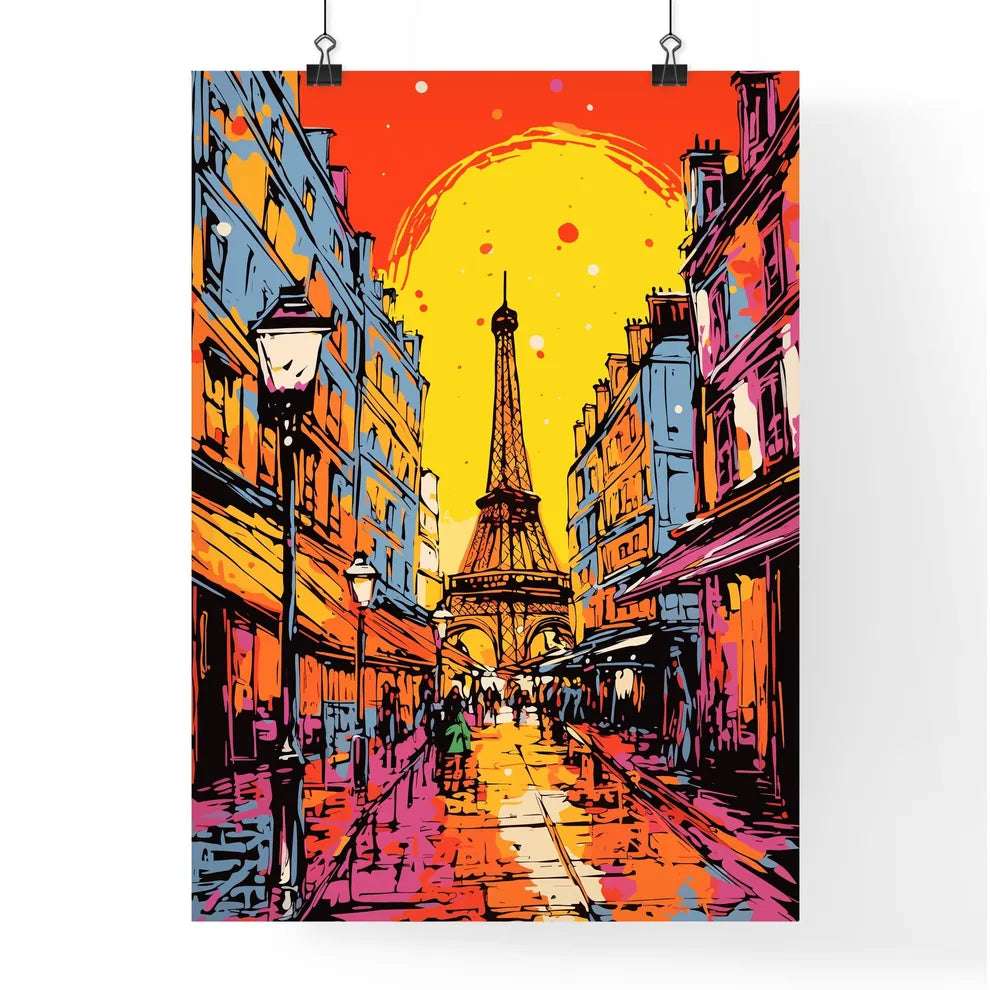 Paris France Great Advertising Poster - A Street With A Tower In The Background Poster