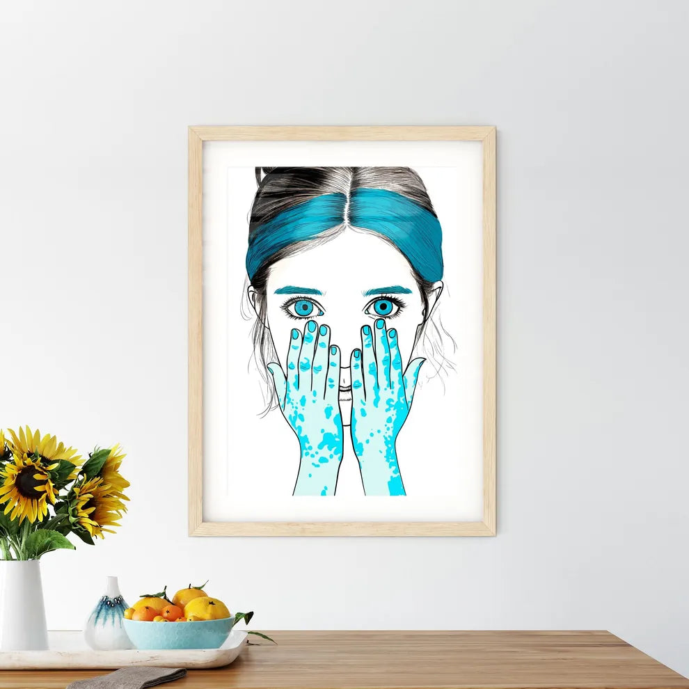 Portrait Of Kid Girl With Face And Hands Pai Framed Print