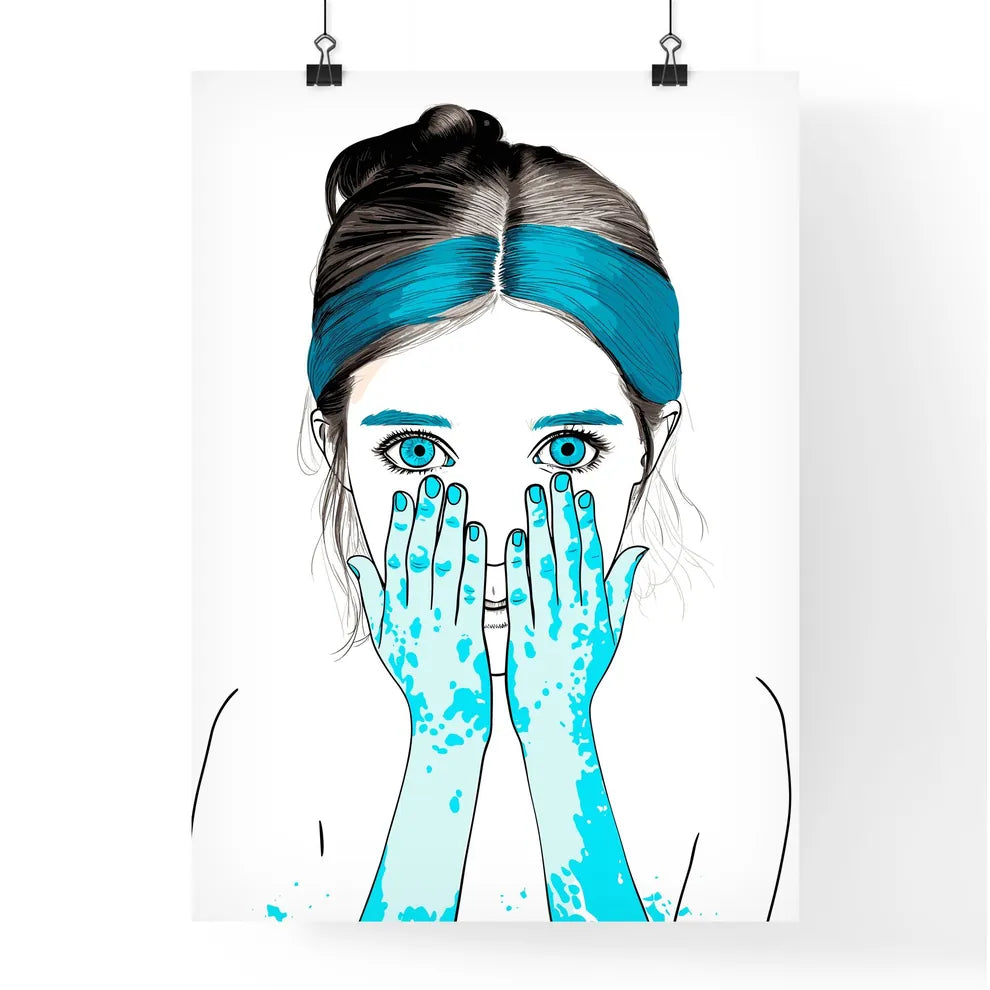 Portrait Of Kid Girl With Face And Hands Pai Poster