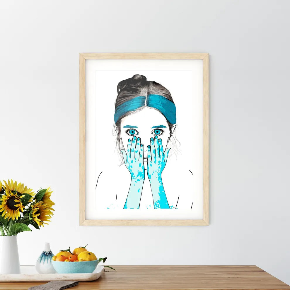 Portrait Of Kid Girl With Face And Hands Pai Framed Print