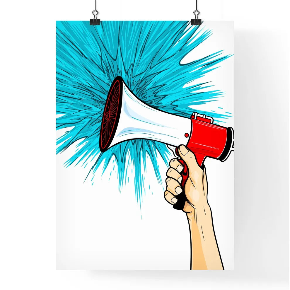 Red Megaphone Announcement Poster - A Hand H Poster