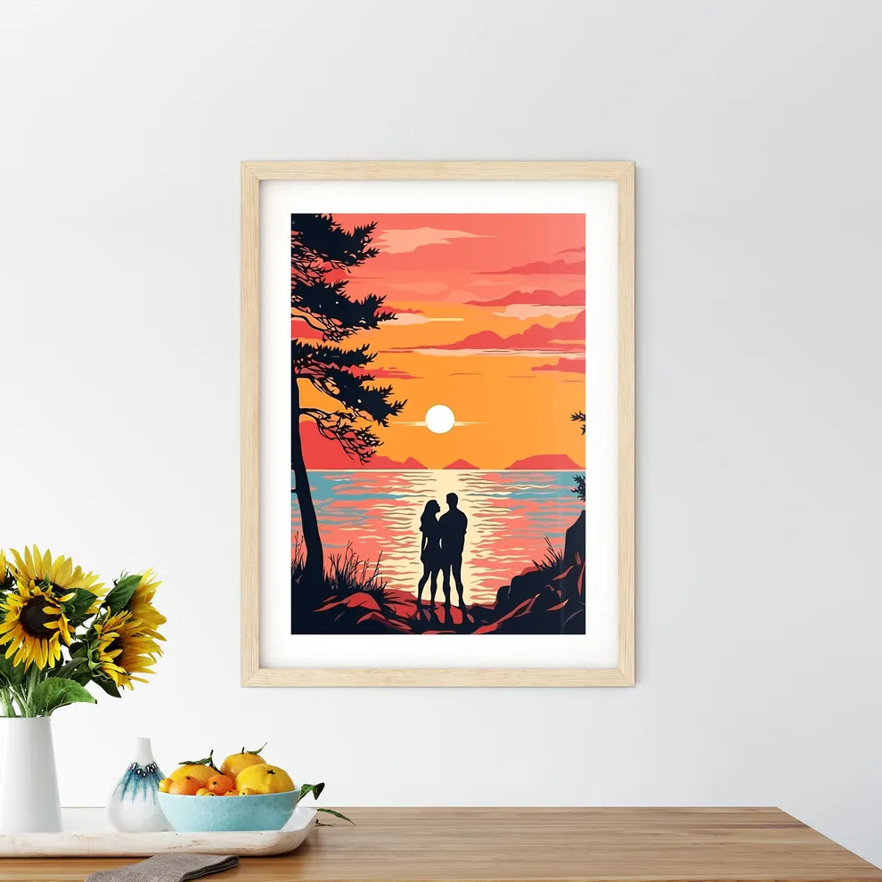 Romantic Couple At Uninhabited Island At Sun Framed Print